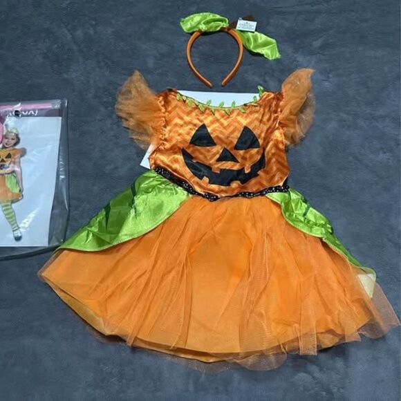 NEW Girls Cute Pumpkin Dress Up Halloween Costume - Picture 1 of 6